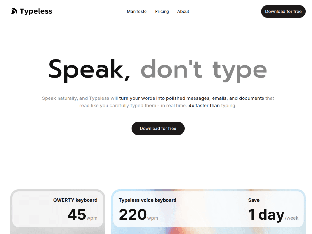 Typeless screenshot